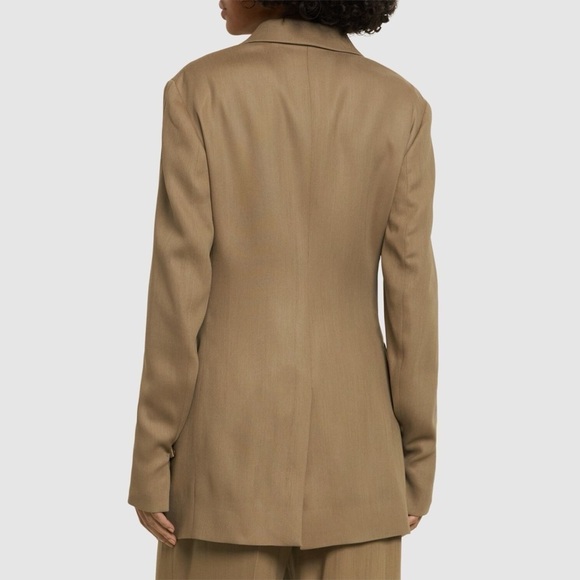 Acne Studios Jolcie Single-Breasted Wool Blazer in Mud Beige - Picture 2 of 7